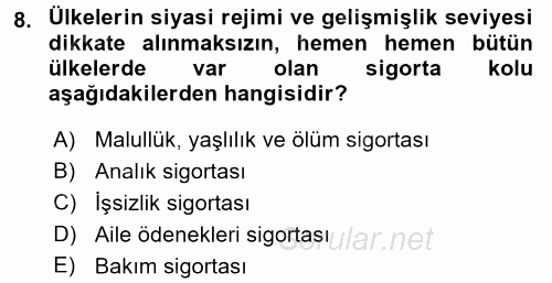 Sosyal Politika 2016 - 2017 3 Ders Sınavı 8.Soru