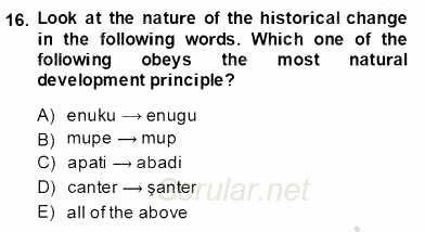 Dilbilim 2 2013 - 2014 Dönem Sonu Sınavı 16.Soru