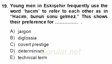 Dilbilim 2 2013 - 2014 Dönem Sonu Sınavı 19.Soru