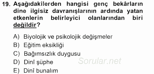 Din Psikolojisi 2013 - 2014 Ara Sınavı 19.Soru
