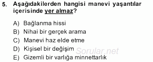 Din Psikolojisi 2013 - 2014 Ara Sınavı 5.Soru