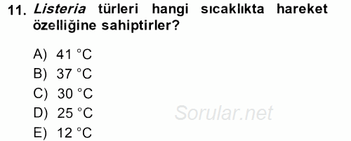 Veteriner Mikrobiyoloji ve Epidemiyoloji 2014 - 2015 Ara Sınavı 11.Soru