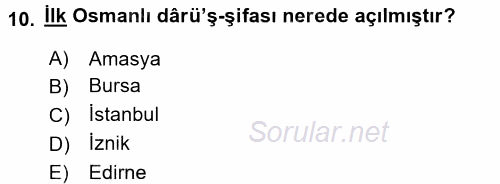 Osmanlı Merkez ve Taşra Teşkilatı 2016 - 2017 Ara Sınavı 10.Soru