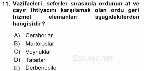 Osmanlı Merkez ve Taşra Teşkilatı 2016 - 2017 Ara Sınavı 11.Soru