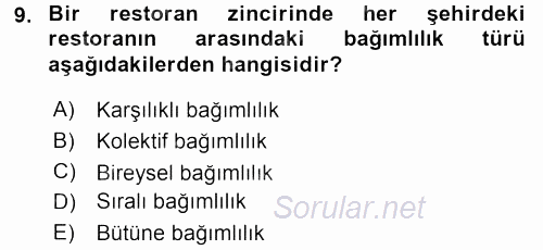 Çatışma ve Stres Yönetimi 1 2016 - 2017 Ara Sınavı 9.Soru