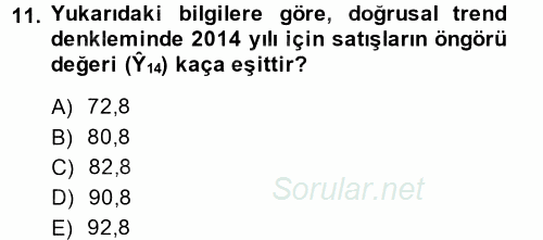 İstatistik 2 2013 - 2014 Dönem Sonu Sınavı 11.Soru