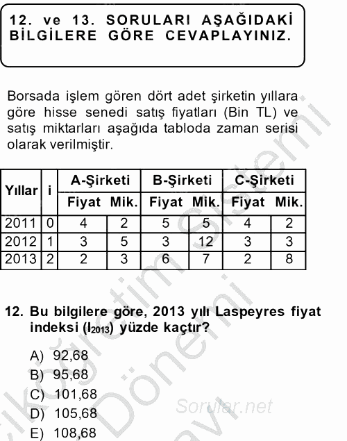 İstatistik 2 2013 - 2014 Dönem Sonu Sınavı 12.Soru