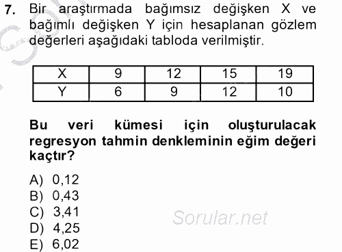 İstatistik 2 2013 - 2014 Dönem Sonu Sınavı 7.Soru