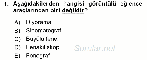 Hareketli Görüntünün Tarihi 2016 - 2017 3 Ders Sınavı 1.Soru