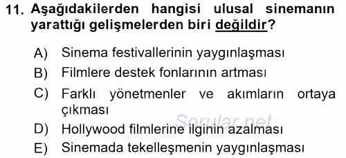 Hareketli Görüntünün Tarihi 2016 - 2017 3 Ders Sınavı 11.Soru