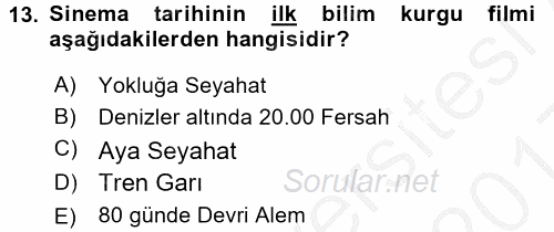 Hareketli Görüntünün Tarihi 2016 - 2017 3 Ders Sınavı 13.Soru