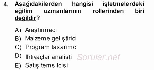 İşletmelerde Eğitim ve Geliştirme 2013 - 2014 Ara Sınavı 4.Soru