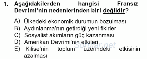 Siyasi Tarih 2012 - 2013 Dönem Sonu Sınavı 1.Soru