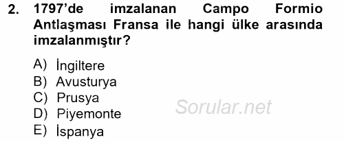 Siyasi Tarih 2012 - 2013 Dönem Sonu Sınavı 2.Soru