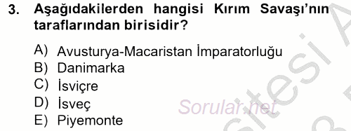 Siyasi Tarih 2012 - 2013 Dönem Sonu Sınavı 3.Soru