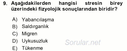 Örgütsel Davranış 2017 - 2018 3 Ders Sınavı 9.Soru