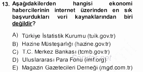 Haber Türleri 2013 - 2014 Ara Sınavı 13.Soru