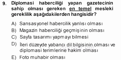 Haber Türleri 2013 - 2014 Ara Sınavı 9.Soru