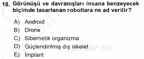 Temel Bilgi Teknolojileri 2 2016 - 2017 3 Ders Sınavı 18.Soru