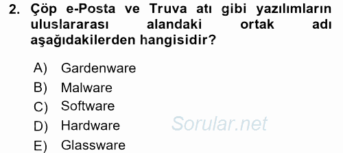 Temel Bilgi Teknolojileri 2 2016 - 2017 3 Ders Sınavı 2.Soru