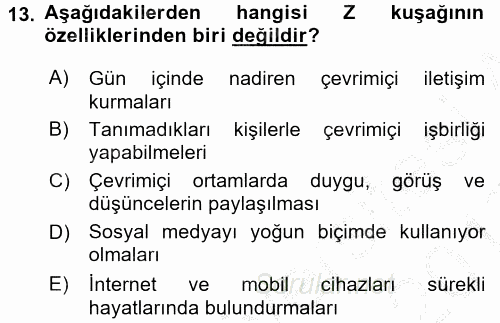 İletişim Bilgisi 2016 - 2017 3 Ders Sınavı 13.Soru