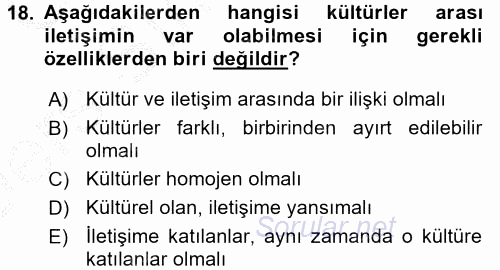 İletişim Bilgisi 2016 - 2017 3 Ders Sınavı 18.Soru