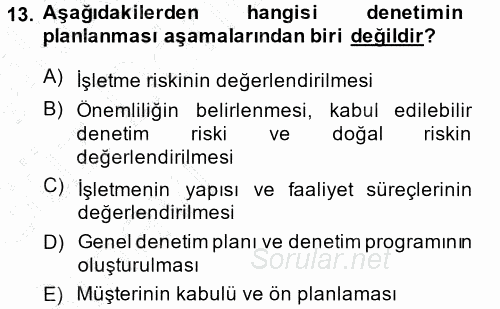 Denetim 2014 - 2015 Ara Sınavı 13.Soru