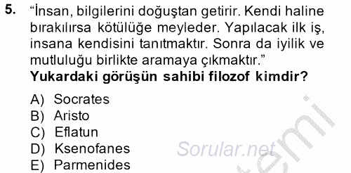 Din Eğitimi Ve Din Hizmetlerinde Rehberlik 2014 - 2015 Ara Sınavı 5.Soru