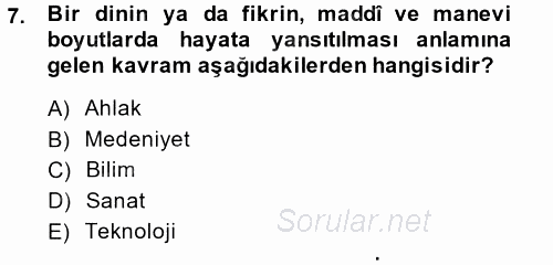 Din Eğitimi Ve Din Hizmetlerinde Rehberlik 2014 - 2015 Ara Sınavı 7.Soru