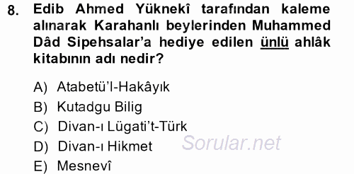 Din Eğitimi Ve Din Hizmetlerinde Rehberlik 2014 - 2015 Ara Sınavı 8.Soru