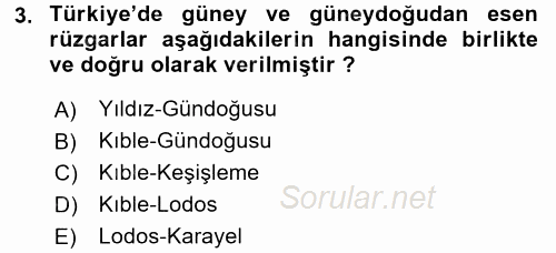 Ekoloji ve Turizm 2017 - 2018 Ara Sınavı 3.Soru
