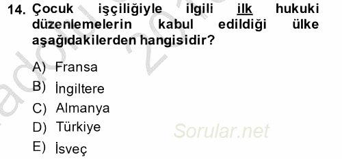 Sosyal Politika 2 2013 - 2014 Ara Sınavı 14.Soru