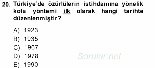 Sosyal Politika 2 2013 - 2014 Ara Sınavı 20.Soru