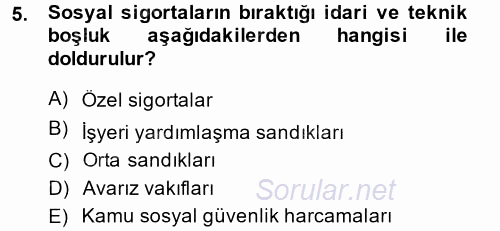 Sosyal Politika 2 2013 - 2014 Ara Sınavı 5.Soru