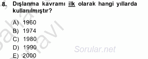 Sosyal Politika 2 2013 - 2014 Ara Sınavı 8.Soru