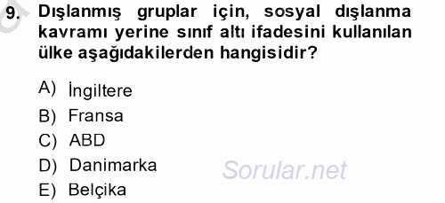 Sosyal Politika 2 2013 - 2014 Ara Sınavı 9.Soru
