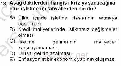Girişim Finansmanı 2013 - 2014 Tek Ders Sınavı 18.Soru