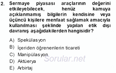 Girişim Finansmanı 2013 - 2014 Tek Ders Sınavı 2.Soru