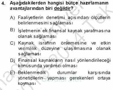 Girişim Finansmanı 2013 - 2014 Tek Ders Sınavı 4.Soru