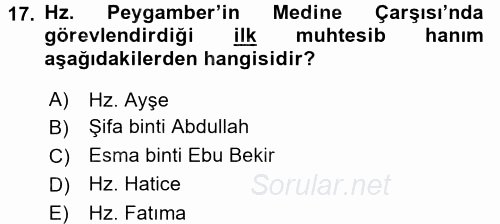 İslam Kurumları ve Medeniyeti 2015 - 2016 Tek Ders Sınavı 17.Soru