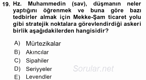 İslam Kurumları ve Medeniyeti 2015 - 2016 Tek Ders Sınavı 19.Soru