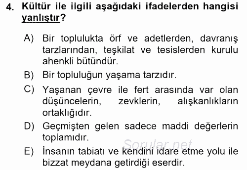 İslam Kurumları ve Medeniyeti 2015 - 2016 Tek Ders Sınavı 4.Soru