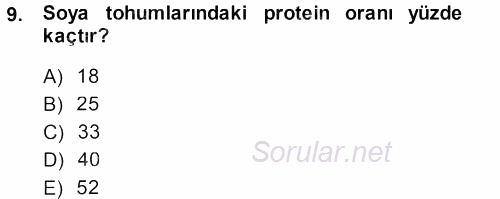 Tarla Bitkileri 2 2013 - 2014 Dönem Sonu Sınavı 9.Soru