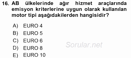 Uluslararası Lojistik 2017 - 2018 Dönem Sonu Sınavı 16.Soru