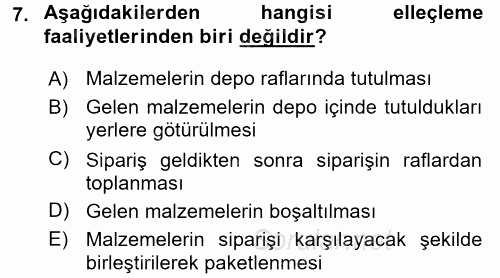 Uluslararası Lojistik 2017 - 2018 Dönem Sonu Sınavı 7.Soru