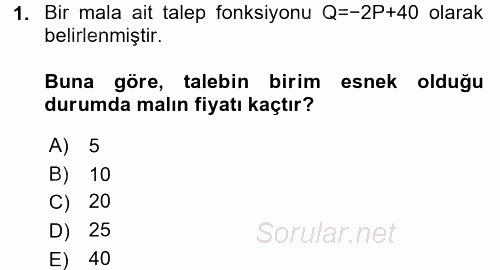 Matematiksel İktisat 2016 - 2017 Dönem Sonu Sınavı 1.Soru