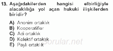 Borçlar Hukuku 2012 - 2013 Tek Ders Sınavı 13.Soru