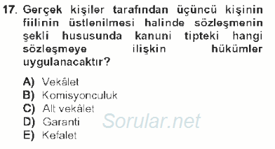 Borçlar Hukuku 2012 - 2013 Tek Ders Sınavı 17.Soru