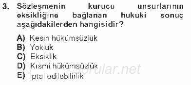 Borçlar Hukuku 2012 - 2013 Tek Ders Sınavı 3.Soru