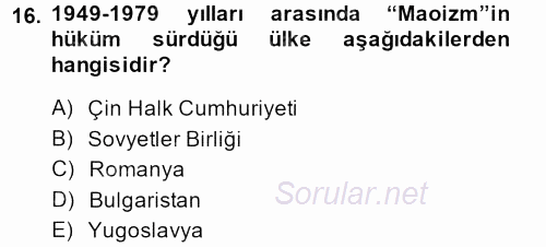 Karşılaştırmalı Siyasal Sistemler 2013 - 2014 Tek Ders Sınavı 16.Soru